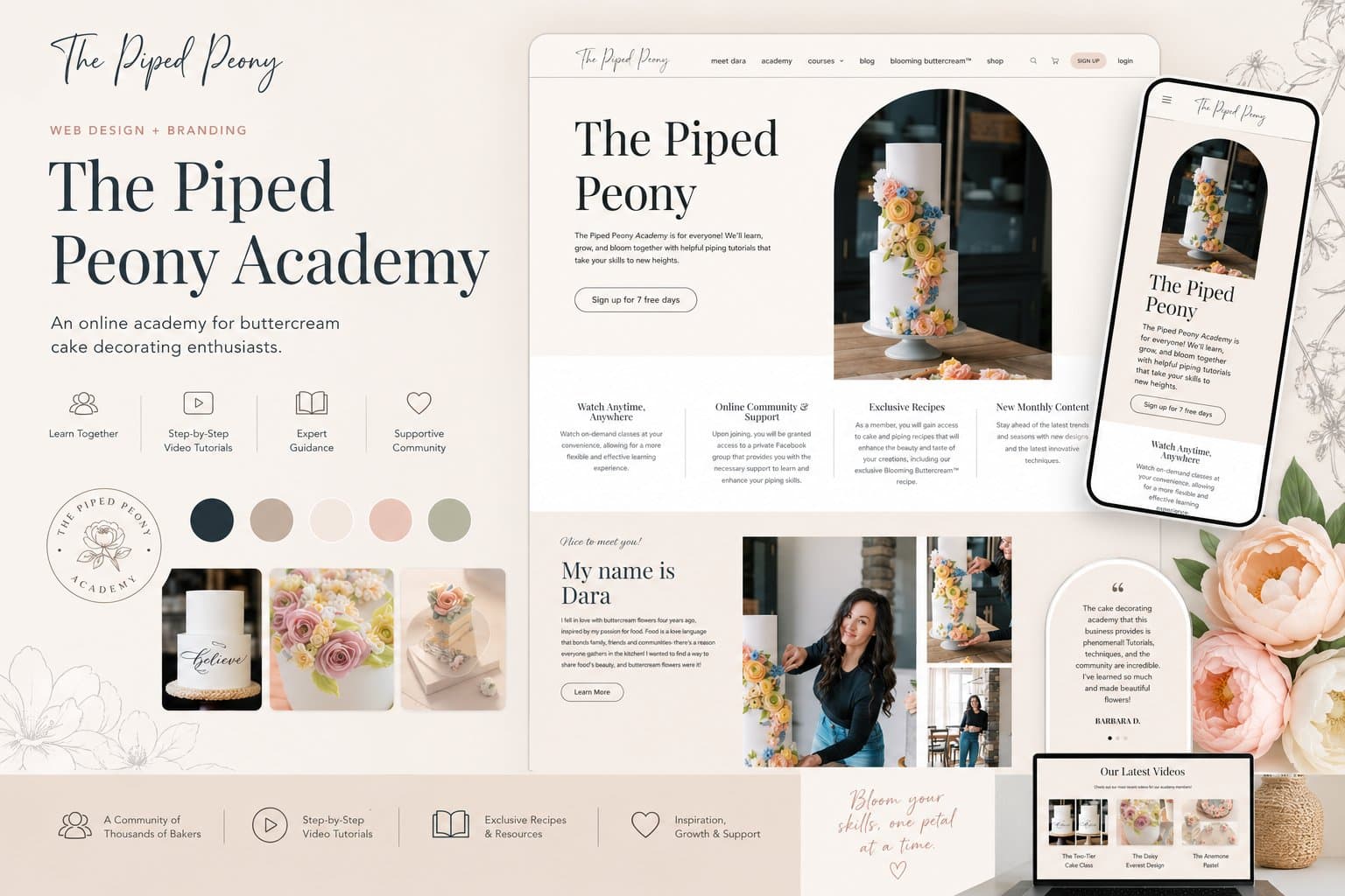 The Piped Peony Academy: online buttercream cake decorating academy